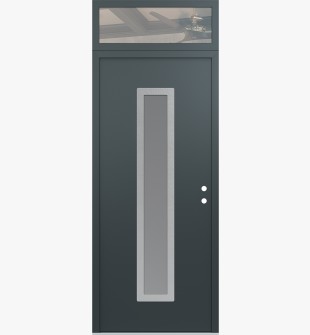 DIAMOND A11 36" X 96" ANTHRACITE/ANTHRACITE FROSTED GLASS PANEL STAINLESS STEEL LHI WITH TRANSOM CLEAR GLASS