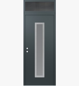 DIAMOND A11 36" X 96" ANTHRACITE/ANTHRACITE FROSTED GLASS PANEL STAINLESS STEEL RHI WITH TRANSOM MIRRORED GLASS