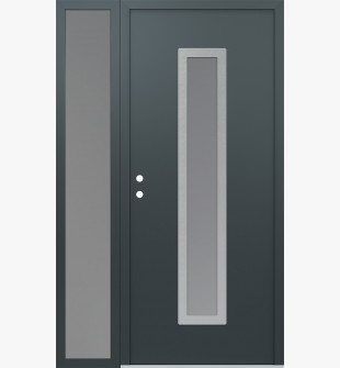 DIAMOND A11 50" X 80" ANTHRACITE/ANTHRACITE FROSTED GLASS PANEL STAINLESS STEEL RHI WITH SIDELITE FROSTED GLASS