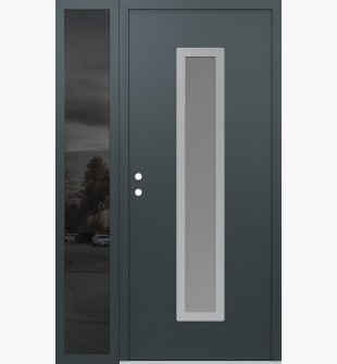 DIAMOND A11 52" X 80" ANTHRACITE/ANTHRACITE FROSTED GLASS PANEL STAINLESS STEEL RHI WITH SIDELITE MIRRORED GLASS