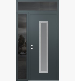 DIAMOND A11 52" X 96" ANTHRACITE/ANTHRACITE FROSTED GLASS PANEL STAINLESS STEEL RHI WITH SIDELITE AND TRANSOM MIRRORED GLASS