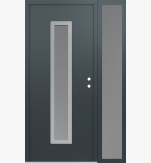 DIAMOND A11 48" X 80" ANTHRACITE/ANTHRACITE FROSTED GLASS PANEL STAINLESS STEEL LHI WITH SIDELITE FROSTED GLASS