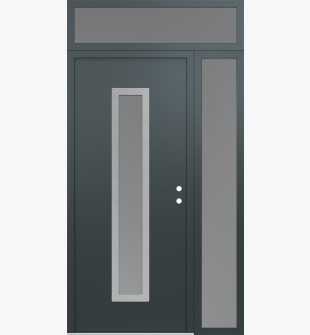 DIAMOND A11 50" X 96" ANTHRACITE/ANTHRACITE FROSTED GLASS PANEL STAINLESS STEEL LHI WITH SIDELITE AND TRANSOM FROSTED GLASS