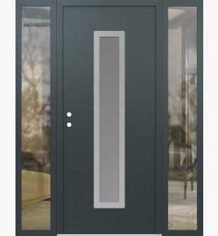 DIAMOND A11 68" X 80" ANTHRACITE/ANTHRACITE FROSTED GLASS PANEL STAINLESS STEEL RHI WITH 2 SIDELITES CLEAR GLASS