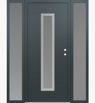 DIAMOND A11 60" X 80" ANTHRACITE/ANTHRACITE FROSTED GLASS PANEL STAINLESS STEEL LHI WITH 2 SIDELITES FROSTED GLASS