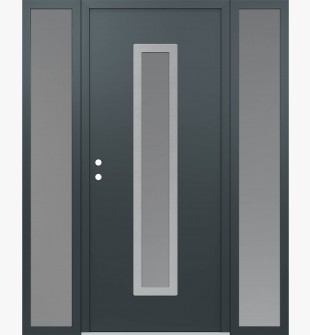 DIAMOND A11 68" X 80" ANTHRACITE/ANTHRACITE FROSTED GLASS PANEL STAINLESS STEEL RHI WITH 2 SIDELITES FROSTED GLASS