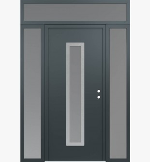 DIAMOND A11 60" X 96" ANTHRACITE/ANTHRACITE FROSTED GLASS PANEL STAINLESS STEEL LHI WITH 2 SIDELITES AND TRANSOM FROSTED GLASS