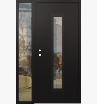 DIAMOND A11 50" X 80" BLACK/BLACK CLEAR GLASS PANEL BLACK RHI WITH SIDELITE CLEAR GLASS