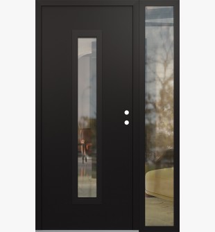 DIAMOND A11 52" X 80" BLACK/BLACK CLEAR GLASS PANEL BLACK LHI WITH SIDELITE CLEAR GLASS