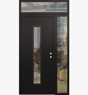 DIAMOND A11 48" X 96" BLACK/BLACK CLEAR GLASS PANEL BLACK LHI WITH SIDELITE AND TRANSOM CLEAR GLASS