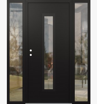 DIAMOND A11 64" X 80" BLACK/BLACK CLEAR GLASS PANEL BLACK RHI WITH 2 SIDELITES CLEAR GLASS