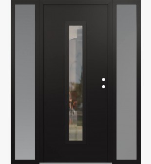 DIAMOND A11 60" X 80" BLACK/BLACK CLEAR GLASS PANEL BLACK LHI WITH 2 SIDELITES FROSTED GLASS