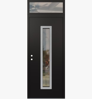 DIAMOND A11 36" X 96" BLACK/BLACK CLEAR GLASS PANEL STAINLESS STEEL RHI WITH TRANSOM CLEAR GLASS