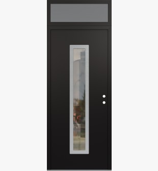 DIAMOND A11 36" X 96" BLACK/BLACK CLEAR GLASS PANEL STAINLESS STEEL LHI WITH TRANSOM FROSTED GLASS