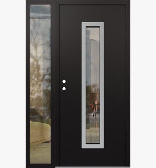 DIAMOND A11 52" X 80" BLACK/BLACK CLEAR GLASS PANEL STAINLESS STEEL RHI WITH SIDELITE CLEAR GLASS