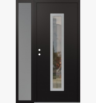 DIAMOND A11 52" X 80" BLACK/BLACK CLEAR GLASS PANEL STAINLESS STEEL RHI WITH SIDELITE FROSTED GLASS