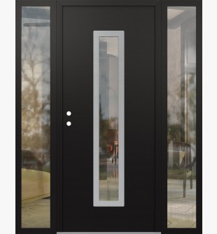 DIAMOND A11 64" X 80" BLACK/BLACK CLEAR GLASS PANEL STAINLESS STEEL RHI WITH 2 SIDELITES CLEAR GLASS