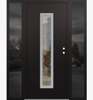 DIAMOND A11 60" X 80" BLACK/BLACK CLEAR GLASS PANEL STAINLESS STEEL LHI WITH 2 SIDELITES MIRRORED GLASS