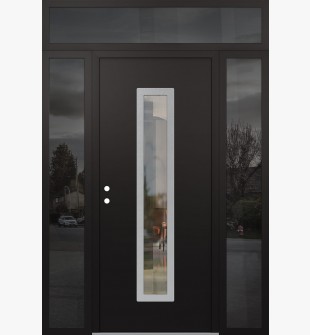 DIAMOND A11 60" X 96" BLACK/BLACK CLEAR GLASS PANEL STAINLESS STEEL RHI WITH 2 SIDELITES AND TRANSOM MIRRORED GLASS
