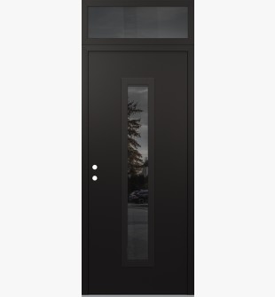 DIAMOND A11 36" X 96" BLACK/BLACK MIRRORED GLASS PANEL BLACK RHI WITH TRANSOM MIRRORED GLASS