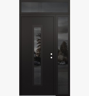 DIAMOND A11 52" X 96" BLACK/BLACK MIRRORED GLASS PANEL BLACK LHI WITH SIDELITE AND TRANSOM MIRRORED GLASS