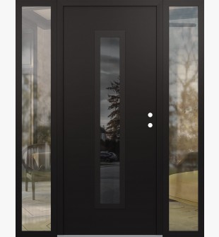 DIAMOND A11 60" X 80" BLACK/BLACK MIRRORED GLASS PANEL BLACK LHI WITH 2 SIDELITES CLEAR GLASS