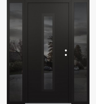 DIAMOND A11 64" X 80" BLACK/BLACK MIRRORED GLASS PANEL BLACK LHI WITH 2 SIDELITES MIRRORED GLASS