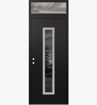 DIAMOND A11 36" X 96" BLACK/BLACK MIRRORED GLASS PANEL STAINLESS STEEL RHI WITH TRANSOM CLEAR GLASS