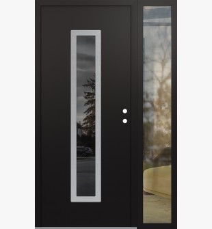 DIAMOND A11 48" X 80" BLACK/BLACK MIRRORED GLASS PANEL STAINLESS STEEL LHI WITH SIDELITE CLEAR GLASS