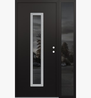 DIAMOND A11 48" X 80" BLACK/BLACK MIRRORED GLASS PANEL STAINLESS STEEL LHI WITH SIDELITE MIRRORED GLASS