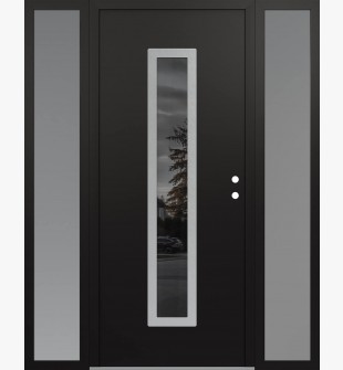 DIAMOND A11 60" X 80" BLACK/BLACK MIRRORED GLASS PANEL STAINLESS STEEL LHI WITH 2 SIDELITES FROSTED GLASS