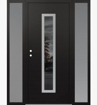 DIAMOND A11 60" X 80" BLACK/BLACK MIRRORED GLASS PANEL STAINLESS STEEL RHI WITH 2 SIDELITES FROSTED GLASS