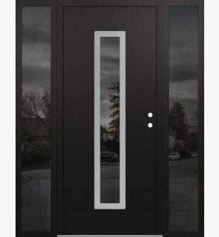 DIAMOND A11 60" X 80" BLACK/BLACK MIRRORED GLASS PANEL STAINLESS STEEL LHI WITH 2 SIDELITES MIRRORED GLASS
