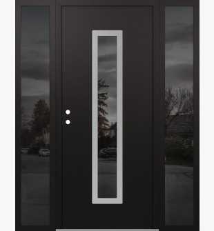 DIAMOND A11 68" X 80" BLACK/BLACK MIRRORED GLASS PANEL STAINLESS STEEL RHI WITH 2 SIDELITES MIRRORED GLASS