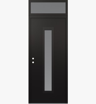 DIAMOND A11 36" X 96" BLACK/WHITE FROSTED GLASS PANEL BLACK RHI WITH TRANSOM FROSTED GLASS