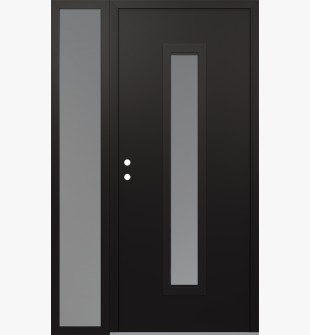 DIAMOND A11 52" X 80" BLACK/WHITE FROSTED GLASS PANEL BLACK RHI WITH SIDELITE FROSTED GLASS