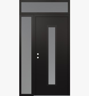 DIAMOND A11 48" X 96" BLACK/WHITE FROSTED GLASS PANEL BLACK RHI WITH SIDELITE AND TRANSOM FROSTED GLASS