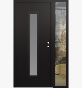 DIAMOND A11 52" X 80" BLACK/WHITE FROSTED GLASS PANEL BLACK LHI WITH SIDELITE CLEAR GLASS