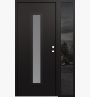 DIAMOND A11 48" X 80" BLACK/WHITE FROSTED GLASS PANEL BLACK LHI WITH SIDELITE MIRRORED GLASS