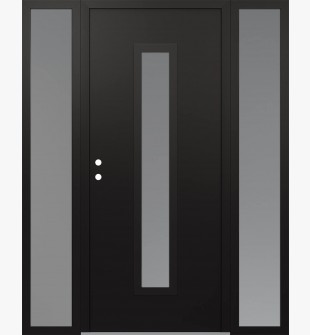 DIAMOND A11 64" X 80" BLACK/WHITE FROSTED GLASS PANEL BLACK RHI WITH 2 SIDELITES FROSTED GLASS