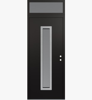 DIAMOND A11 36" X 96" BLACK/WHITE FROSTED GLASS PANEL STAINLESS STEEL LHI WITH TRANSOM FROSTED GLASS