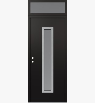 DIAMOND A11 36" X 96" BLACK/WHITE FROSTED GLASS PANEL STAINLESS STEEL RHI WITH TRANSOM FROSTED GLASS