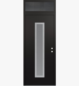 DIAMOND A11 36" X 96" BLACK/WHITE FROSTED GLASS PANEL STAINLESS STEEL LHI WITH TRANSOM MIRRORED GLASS