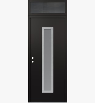 DIAMOND A11 36" X 96" BLACK/WHITE FROSTED GLASS PANEL STAINLESS STEEL RHI WITH TRANSOM MIRRORED GLASS