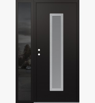 DIAMOND A11 48" X 80" BLACK/WHITE FROSTED GLASS PANEL STAINLESS STEEL RHI WITH SIDELITE MIRRORED GLASS