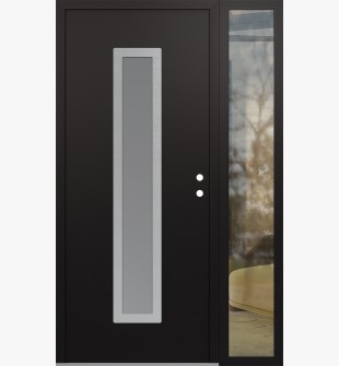 DIAMOND A11 50" X 80" BLACK/WHITE FROSTED GLASS PANEL STAINLESS STEEL LHI WITH SIDELITE CLEAR GLASS