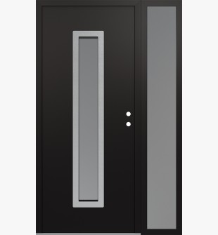 DIAMOND A11 52" X 80" BLACK/WHITE FROSTED GLASS PANEL STAINLESS STEEL LHI WITH SIDELITE FROSTED GLASS