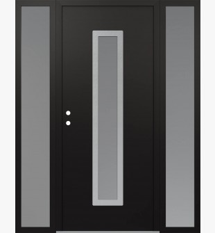 DIAMOND A11 64" X 80" BLACK/WHITE FROSTED GLASS PANEL STAINLESS STEEL RHI WITH 2 SIDELITES FROSTED GLASS