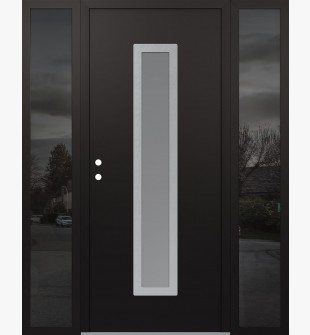 DIAMOND A11 64" X 80" BLACK/WHITE FROSTED GLASS PANEL STAINLESS STEEL RHI WITH 2 SIDELITES MIRRORED GLASS