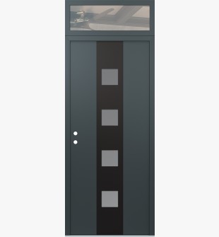 DIAMOND A12 36" X 96" ANTHRACITE/ANTHRACITE FROSTED GLASS PANEL BLACK RHI WITH TRANSOM CLEAR GLASS